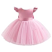 IMEKIS Baby Flower Girl Bowknot Tutu Dress Toddler Princess Wedding 1st Birthday Party Pageant Baptism Christening Gowns