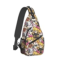 Cute Cat Sling Bag Hiking Crossbody Backpack Travel Chest Bags Casual Daypack for Women Men with Strap Lightweight Outdoor Sport Runners Climbing
