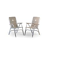 FORMA MARINE Boat Chairs High Back Grey Deck Folding Marine Aluminum Teak Furniture Set of 2 M150G