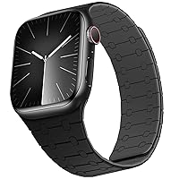 Compatible with Apple Watch Band 49mm 45mm 44mm 42mm 41mm 40mm 38mm, Silicone Magnetic Adjustable Loop Strap for iWatch Ultra 2 Ultra Series 9 8 7 SE 6 5 4 3 2 1 (41/40/38, Black Gley)