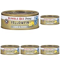 Bumble Bee Prime Lemon Pepper Flavored Yellowfin Ahi Tuna in Extra Virgin Olive Oil, 5 oz Can (5-Pack)