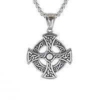 Stainless Steel Irish Trinity Knot Celtic Cross Pendant Necklace