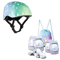 SULIFEEL Rainbow Unicorn Knee Pads for Kids with Kids Bike Helmet