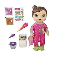 Baby Alive Mix My Medicine Baby Doll, Dinosaur Pajamas, Drinks and Wets, Doctor Accessories, Brown Hair Toy for Kids Ages 3 and Up