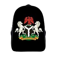 Coats of Arms of Nigeria 16 Inch Backpack Adjustable Strap Daypack Double Shoulder Backpack Business Laptop Backpack for Hiking Travel