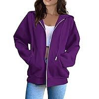 Zipper Hoodie Women,Y2K Zip Up Hoodies For Woman Oversized Casual Basic Long Sleeve Sweatshirt Fall Workout Jackets