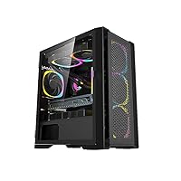 Bgears b-Masstige MicroATX Gaming PC Case with Massive Airflow System, Swivel Door Side Tempered Glass, Built-in USB Type C and USB3.0 x 2. (Fans Sold Separately)
