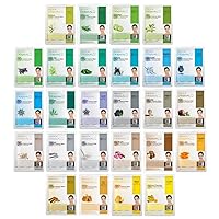 26 Combo Pack Collagen Essence Korean Face Mask (Green & Yellow) - Hydrating & Soothing Facial Mask with Panthenol - Hypoallergenic Sheet Mask for All Skin Types - Home Spa Treatment Mask
