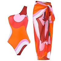 Bathing Suit for Women with Bikini Maxi Wrap Skirts 2 Floral Print Fashion Swimsuit Tankini Set Swim Suit