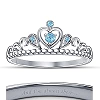 925 Sterling Silver 14K Gold Plated Princess Crown Ring