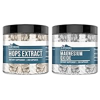 Earthborn Elements Magnesium Oxide and Hops Bundle, 200 Capsules Each, Pure & Undiluted, No Additives
