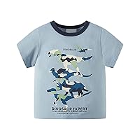 Boys V Neck Tees Boys Summer Cartoon Camouflage Dinosaur Short Sleeve Crewneck T Shirts Tops Tee Blue Tops for Toddlers