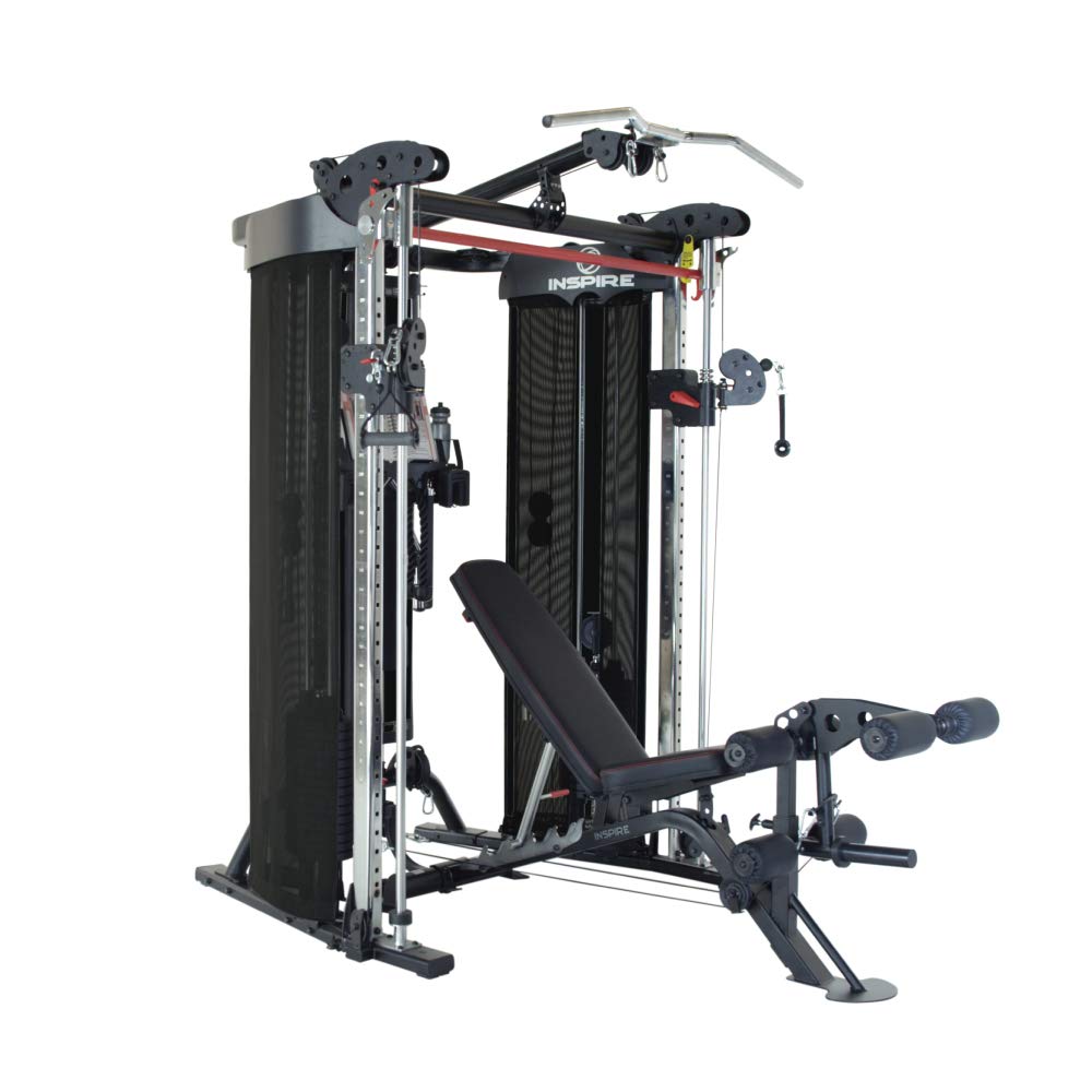 Inspire Fitness FT2 Functional Trainer & Smith Machine Station + Bench & Leg Extension Attachment Bundle - At Home Workout Machine for Full Body Strength Training + Squat Exercises