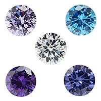 Round Cubic Zirconia Synthetic Gemstone White Violet Seablue TanzaniteColor Lavender Mix 5 Colors 5A Loose CZ Stone for Jewelry Making