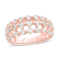 1-1/4 Cttw Diamond Multi-Row Engagement Ring in 14K White Gold (1.25 Ct, I-I2) Diamond Anniversary Ring
