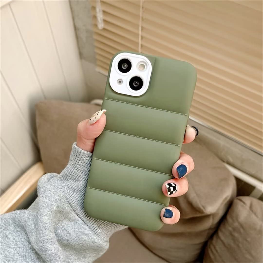Case for iPhone 15 Pro,Luxury Down Jacket Design Soft Unzip Sofa Silicone Puffer Touch Cloth Full Portection Shockproof Girls Women Phone Case for iPhone 15 Pro,6.1 inch 2023 (Army)