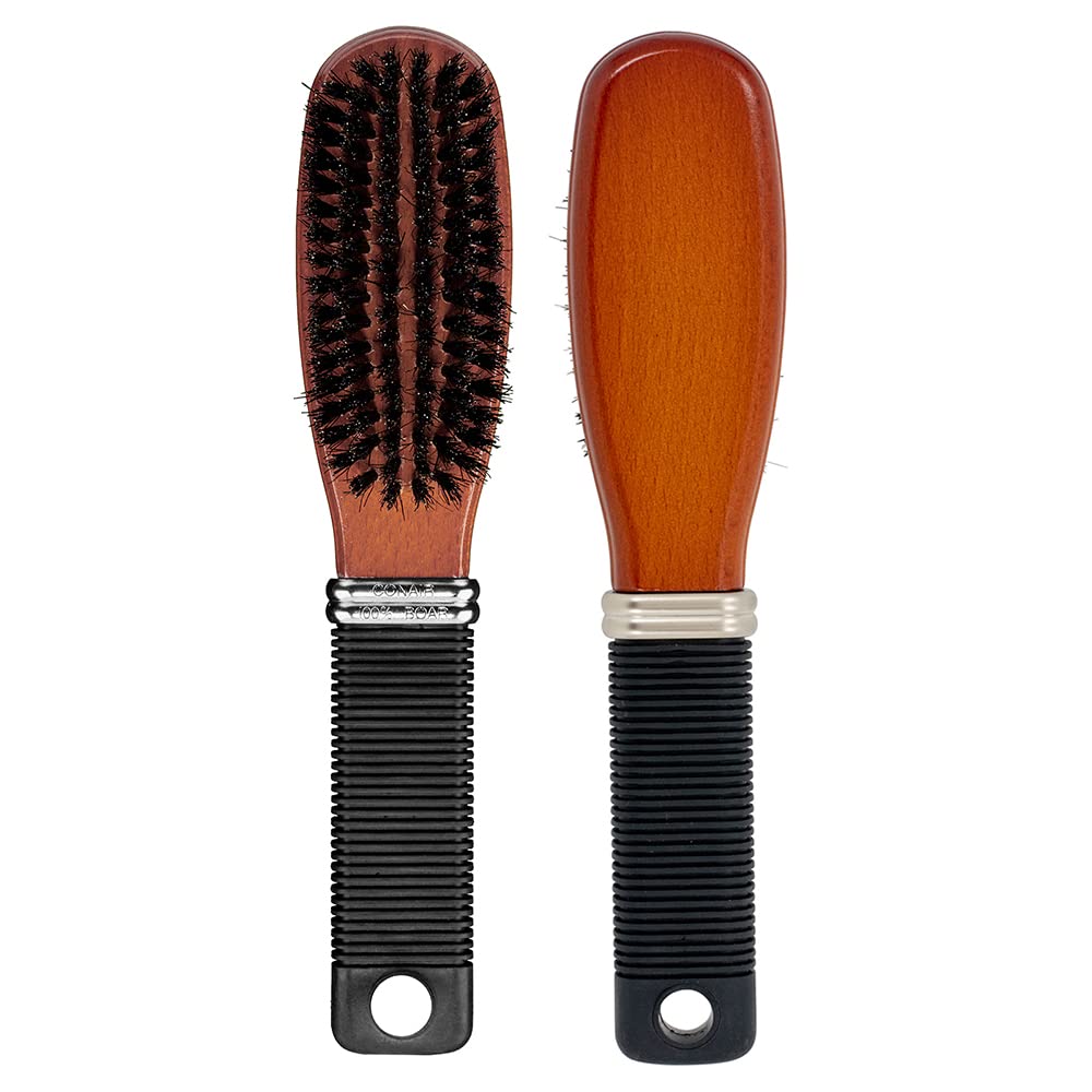 Conair All Purpose Boar Bristle Hairbrush, Hairbrush for Men and Women, Brown, 1 Count
