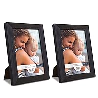 Renditions Gallery 5x7 inch Picture Frame Set of 2 High-end Modern Style, Made of Solid Wood and High Definition Glass Ready for Wall and Tabletop Photo Display, Black Frame