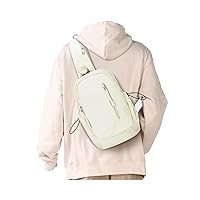 SEAFEW Crossbody Sling Backpacks Sling Bag for Men Women, Shoulder Backpack Chest Bags with USB Charger Port off white