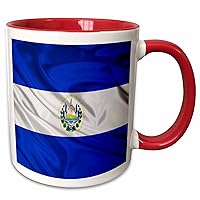 3dRose El Salvador Flag-Two Tone Red Mug, 11 oz, Multicolored