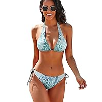 Swimwear for Women Girl Push Up You Cant Tops Bottoms Bathing Suit Coastal Removable Padding Bra Halter Triangle Tie