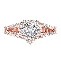 Clara Pucci 1.85 ct Heart Cut Solitaire W/Accent Halo split shank Moissanite Statement Anniversary Promise Wedding ring 18K Rose Gold