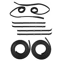 Front Door Window Molding Rubber Felt Trim Seal Weatherstrip Kit Compatible with GMC C1500 C2500 C3500 K1500 K2500 K3500 Jimmy Chevy C10 C20 C30 K10 K20 K30 Blazer Suburban V1500 R1500 Truck