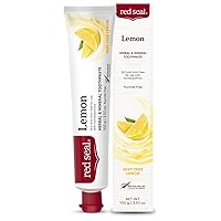 Red Seal Herbal & Mineral Lemon Toothpaste - Flavored Toothpaste with a Non Mint Taste - Vegan Friendly, Cruelty Free, No Artificial Colors or Flavors, NATRUE Certified Natural, SLS Free, 3.53 oz