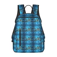 Blue Odonata Pattern Print Simple And Lightweight Leisure Backpack, Men'S And Women'S Fashionable Travel Backpack