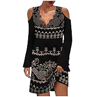 for Teen Girls Lady Resilient Tunic Tank Top Printed Bell Sleeve Flexible Off Shoulder