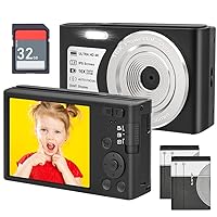 Digital Camera 4K 48MP Vlogging Camera with 16X Digital Zoom and Auto Focus,2.8 IPS inch Screen Compact Camera with 2 Batteries for Teens, Students,Adults (Included 32G SD Card)