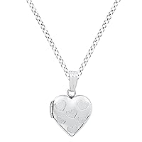 Girls Heart Locket with Engraved Hearts, 15
