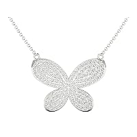 Certified 14K Gold Butterfly Design Pendant in Round Natural Diamond (0.49 ct) with White/Yellow/Rose Gold Chain Gift Necklace for Women