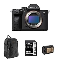 Sony Alpha a7 IV Full Frame Mirrorless Interchangeable Lens Digital 4K Camera, Black - Bundle with 128GB SD Memory Card, Camera Backpack, Extra Battery
