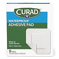 CURAD White Waterproof Adhesive Pads, 4