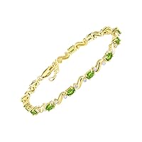 Rylos Bracelets for Women Yellow Gold Plated Silver Classic S Tennis Bracelet Gemstone & Genuine Diamonds Adjustable to Fit 7