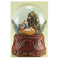 Christmas Nativity 120MM Musical Snow Globe Glitterdome with Carved Wood Base - Plays Tune O'Holy Night