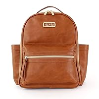 Itzy Ritzy Mini Diaper Bag Backpack – Chic Mini Diaper Bag with Changing Pad, 8 Total Pockets (4 Internal and 4 External), Grab-Top Handle and Rubber Feet (Cognac)