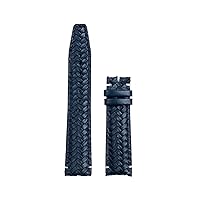 20mm 22mm Cowhide Hand Woven Watchband Fit for IWC Strap Portugieser Pilot Watch Band Curved End Genuine Leather (Color : Blue No Buckle, Size : 20mm)