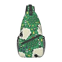 Durable Adjustable Outdoor Hiking Cute Cartoon Sheep Print Cross Chest Bag Diagonally Single Shoulder Backpack
