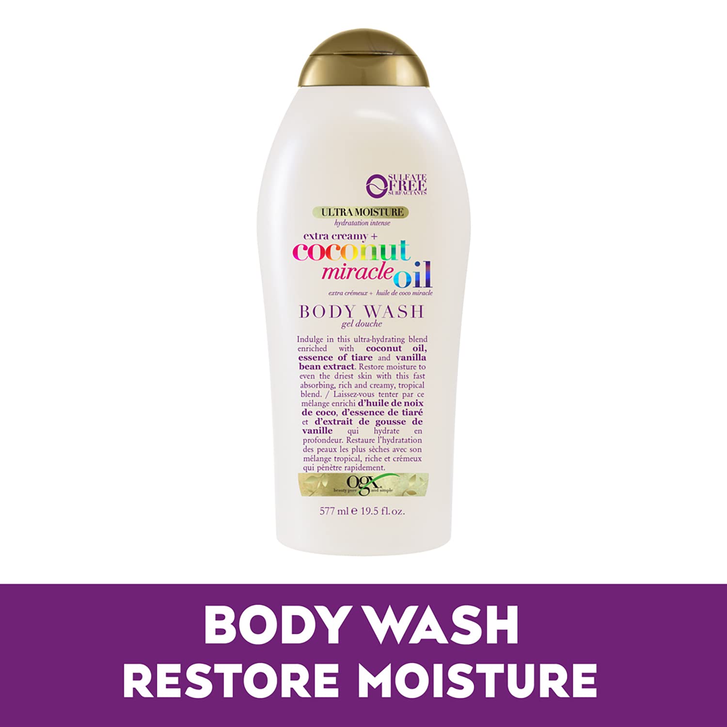 OGX Extra Creamy + Coconut Miracle Oil Ultra Moisture Body Wash & Pink Sea Salt & Rosewater Gentle Soothing Body Scrub, Light Exfoliating Body Wash & Coffee Scrub and Wash