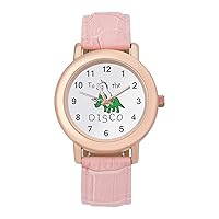 Unicorn Riding Triceratops Disco Classic Watches for Women Funny Graphic Pink Girls Watch Easy to Read