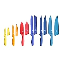 MasterChef Kitchen Knife Set with Covers, 6 Professional Chef Knives for Home Kitchens, Extra Sharp Cutting Stainless Steel Blades & Protective Sheaths, Soft-Touch Easy-Grip Handles, Vivid Colors
