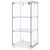 VIVOHOME 3 Layers 16''W x 16''D x 34''H Display Cabinet Showcase Countertop with Lock, 4mm Tempered Glass 25mm MDF Base