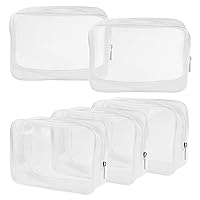 5 Packs Clear Cosmetics Bag TSA Approved, PVC Zippered Toiletry Carry Pouch Portable Makeup Bag for Vacation Travel, Bathroom and Organizing Waterproof Makeup Vinyl Case (Medium, White)