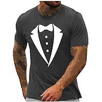 Mens Tuxedo Shirt Classic Party Humor Vintage Tee Crewneck Short Sleeve Funny T-Shirt for Men Casual Summer Tops
