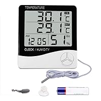 Digital Hygrometer Thermometer, Indoor & Outdoor Temperature Monitor, Home Office Temp Humidity Gauge Meter - LCD Display, Battery Included - TH03