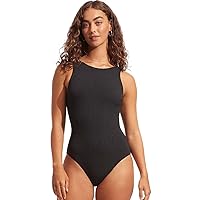 Seafolly Women's Standard High Neck One Piece Swimsuit with Low Open Back