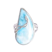 Excellent Quality Larimar Gemstone 925 Solid Sterling Silver Ring Designer Jewelry Gift For Her