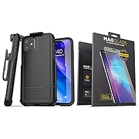 iPhone 11 Belt Clip Holster Case and iPhone 11 Tempered Glass UHD Screen Protector Bundle